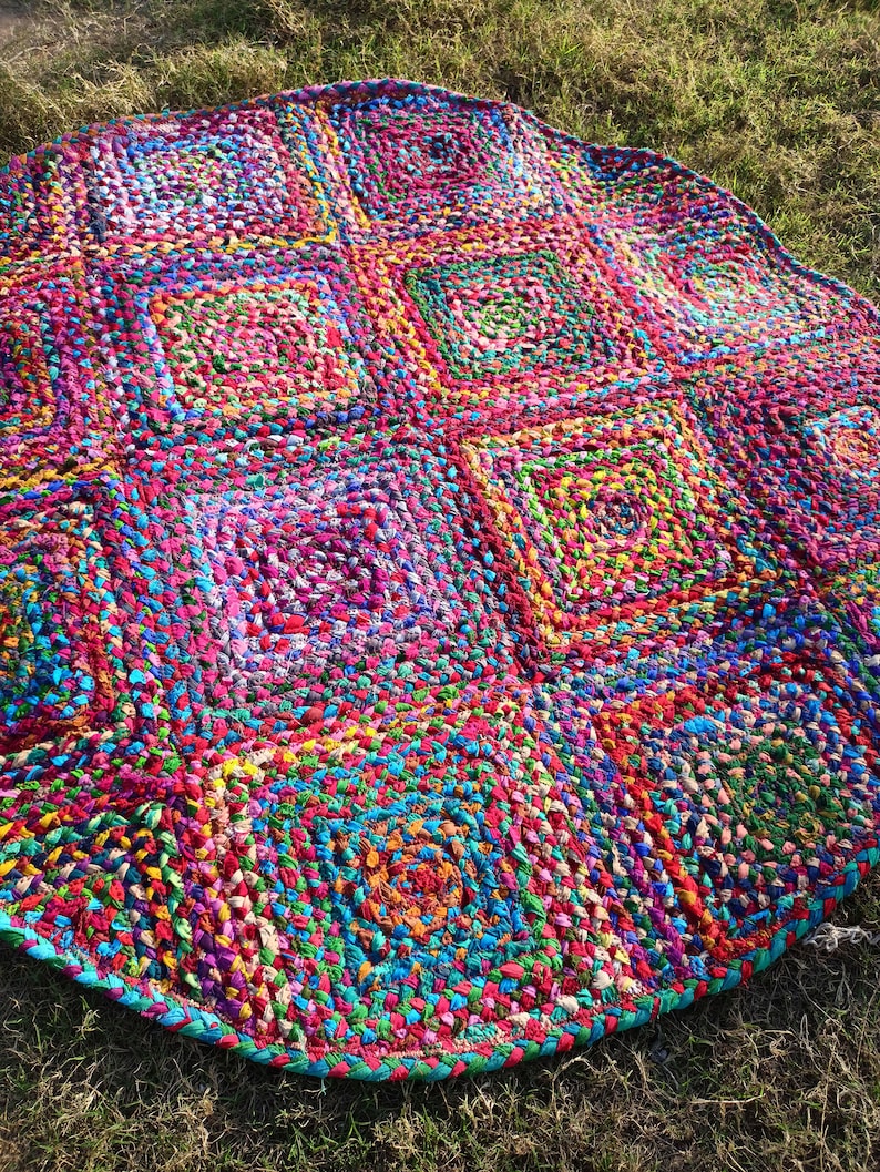 Hand Braided Jute Rug Area Round Rug, Cotton Rugs