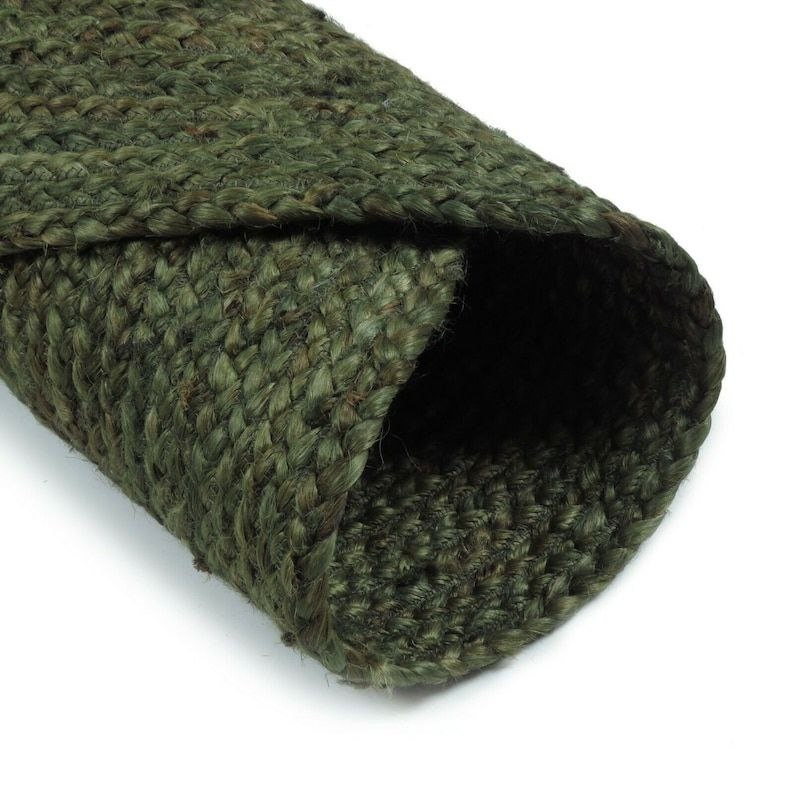 Round Green Jute Rug – Braided Natural Fiber Handmade Carpet