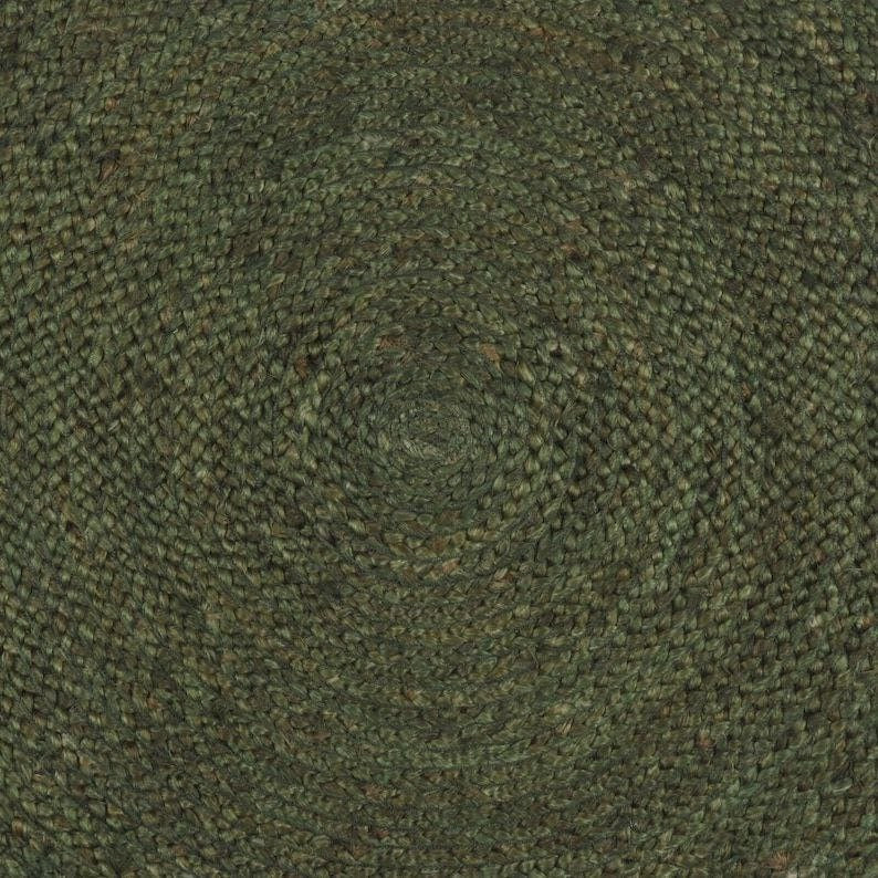 Round Green Jute Rug – Braided Natural Fiber Handmade Carpet