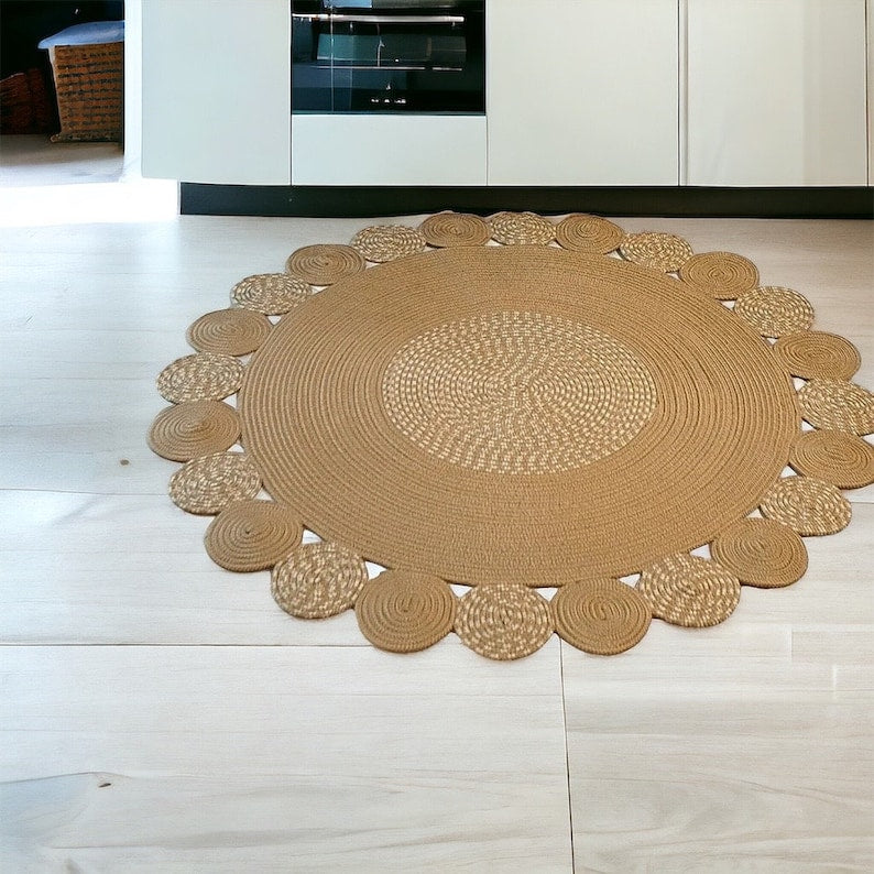 Handwoven Round Natural Fiber Rugs – Boho Chic Area Rugs for Home Décor