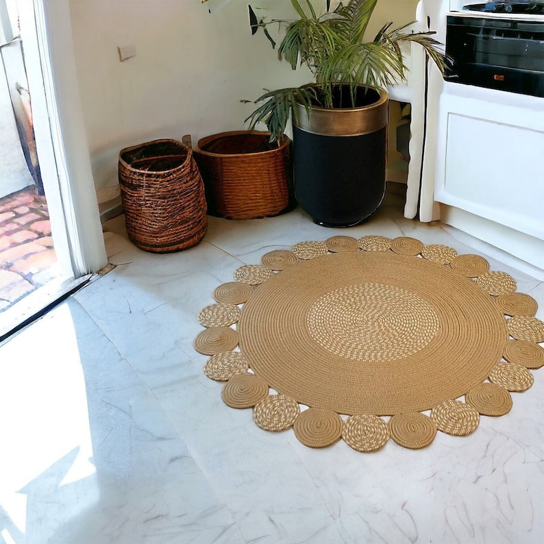 Handwoven Round Natural Fiber Rugs – Boho Chic Area Rugs for Home Décor