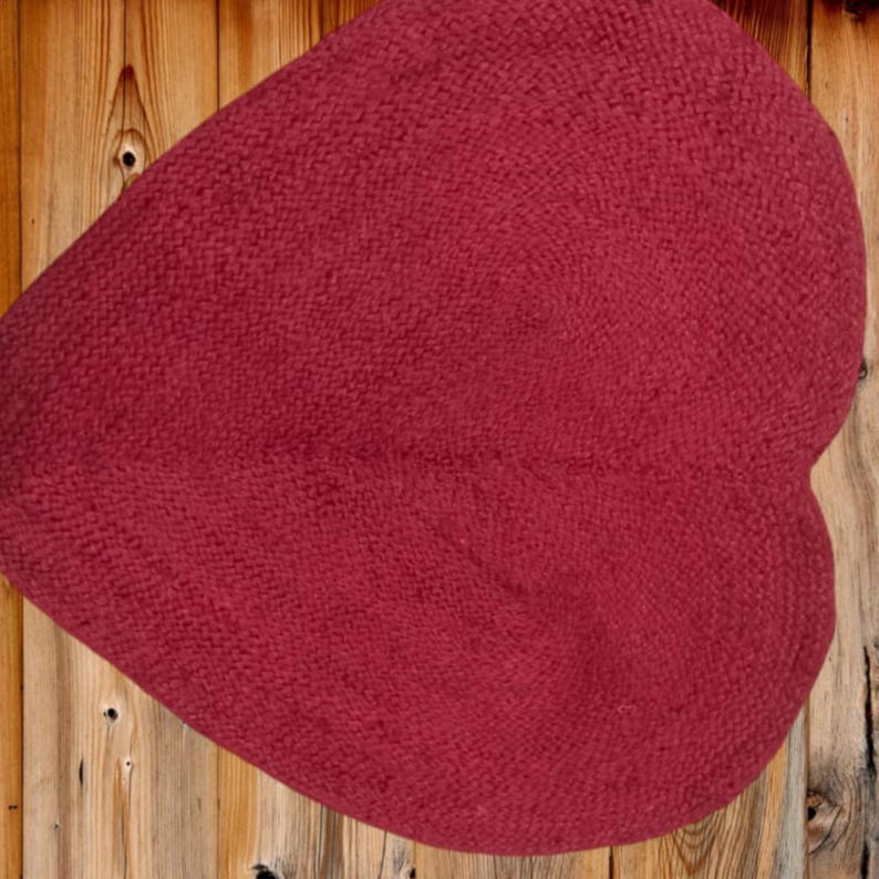 Red Heart Jute Rug, Heart Shape Red Jute Rug