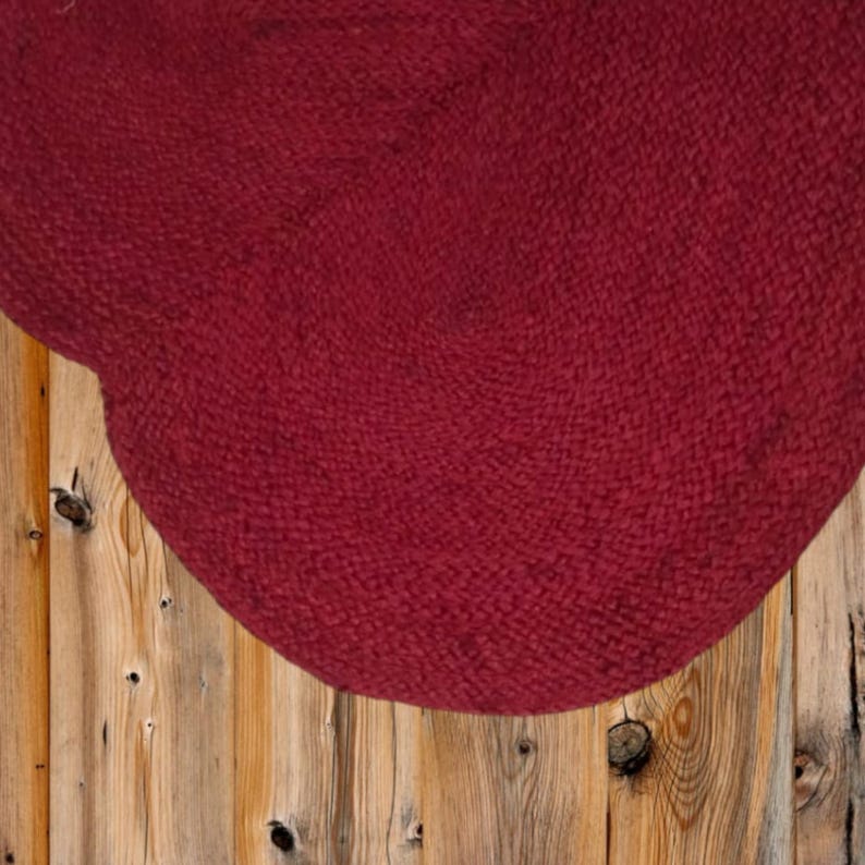 Red Heart Jute Rug, Heart Shape Red Jute Rug