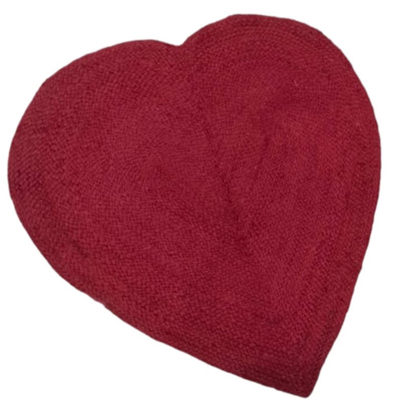Red Heart Jute Rug, Heart Shape Red Jute Rug