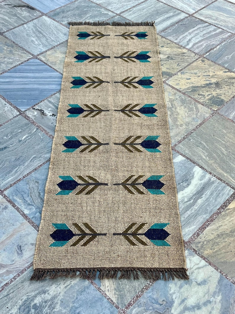 Jute Runner Rug for Stairs , Handwoven Runner Rug