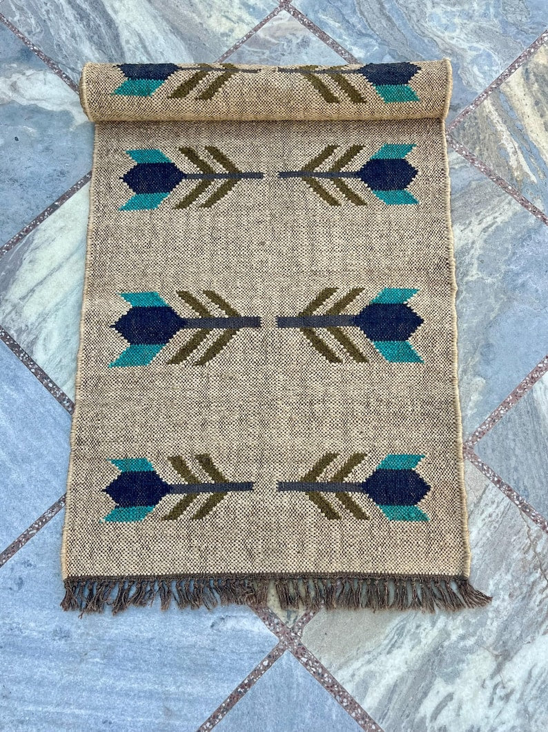 Jute Runner Rug for Stairs , Handwoven Runner Rug