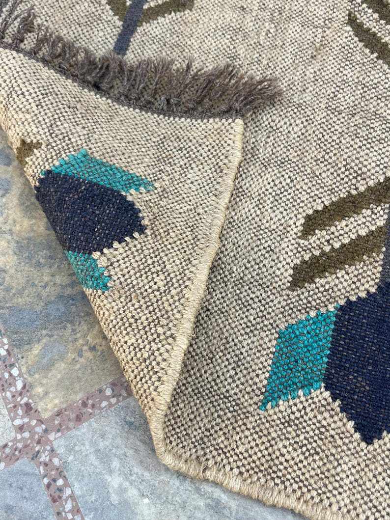 Kilim Runner Rug Entryway, Jute Runner Rug for Stairs