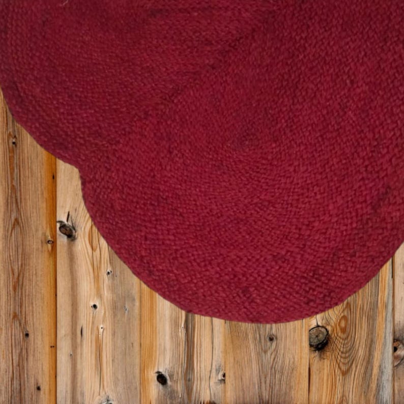 Red Heart Jute Rug, Heart Shape Red Jute Rug