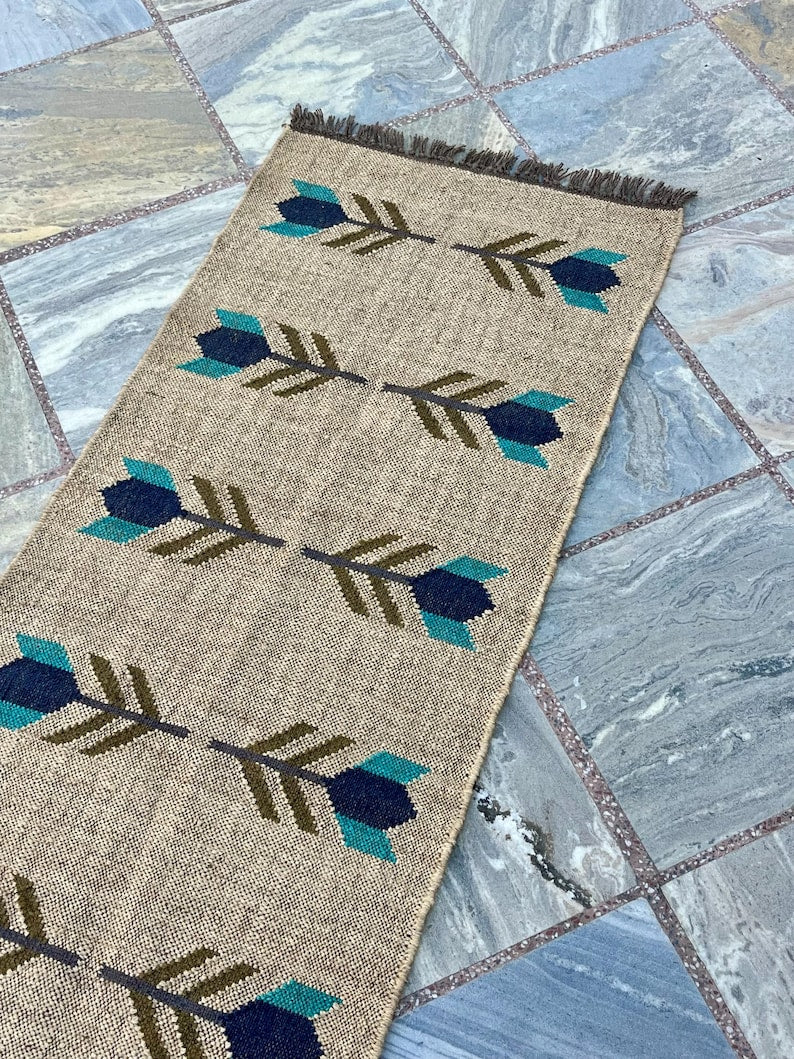 Jute Runner Rug for Stairs , Handwoven Runner Rug
