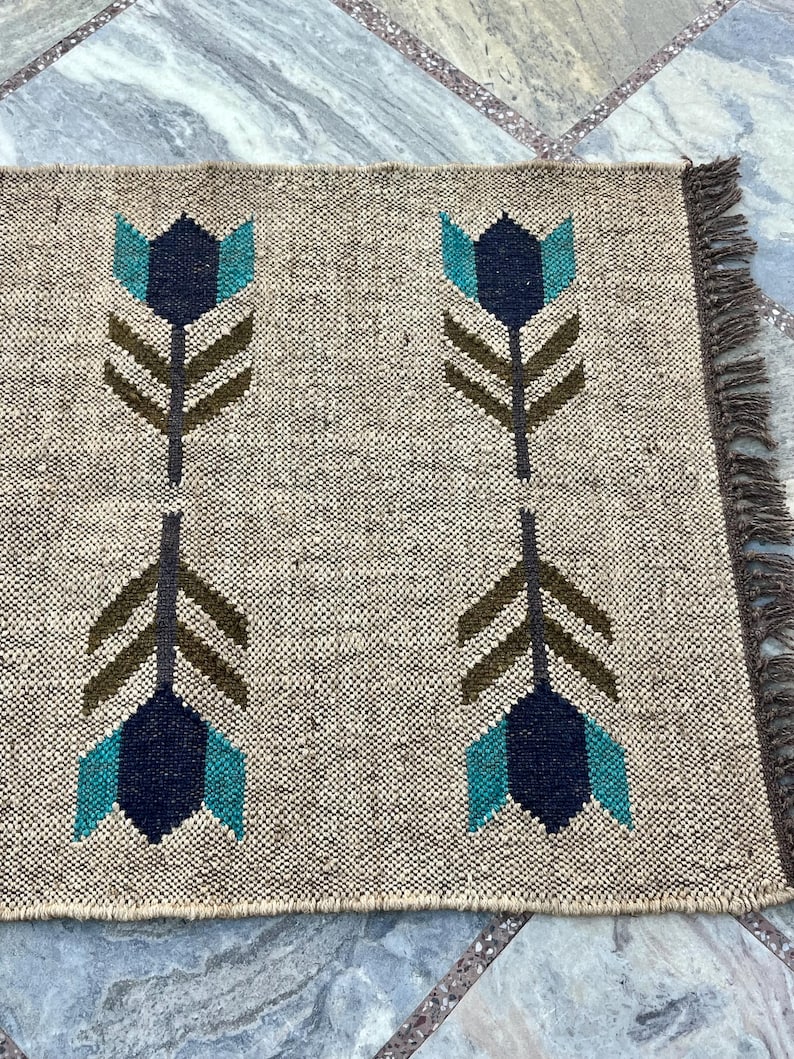 Jute Runner Rug for Stairs , Handwoven Runner Rug