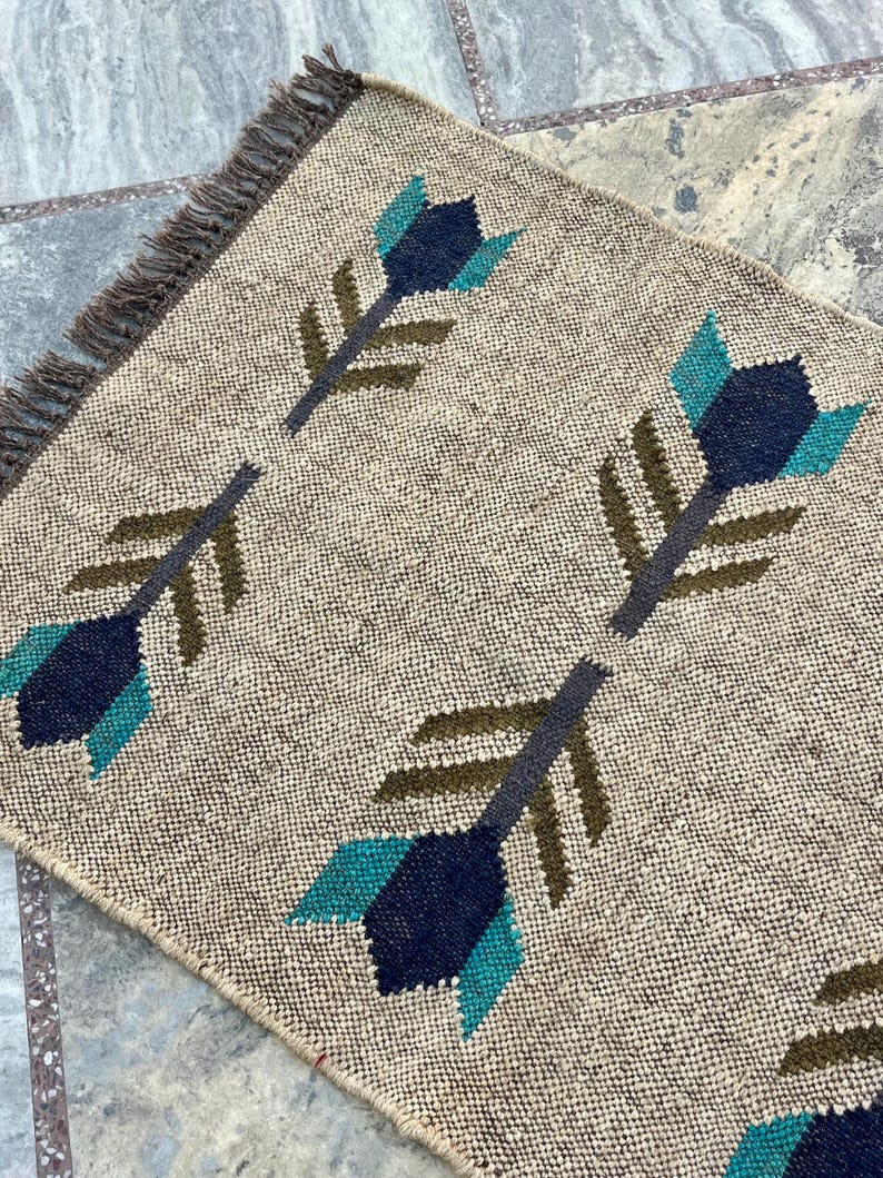 Kilim Runner Rug Entryway, Jute Runner Rug for Stairs