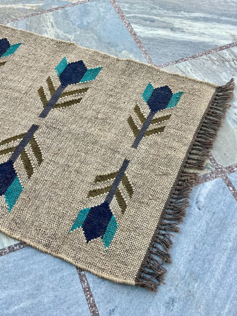 Jute Runner Rug for Stairs , Handwoven Runner Rug