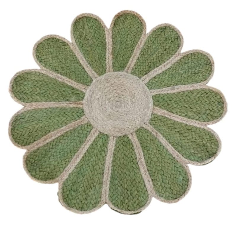Flower-Shaped Jute Rug – Handmade Natural Rug for Boho Home Décor