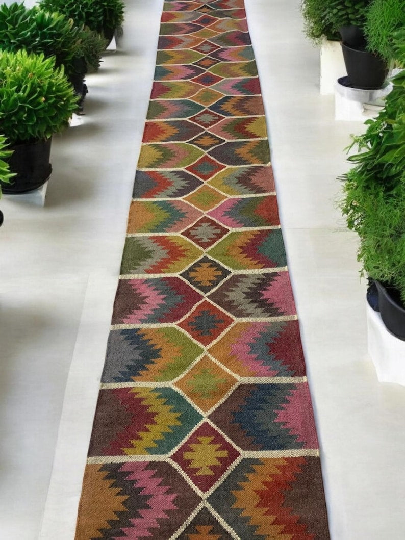 Bohemian Rug, Handmade Kilim Runner Rug For Stair Décor