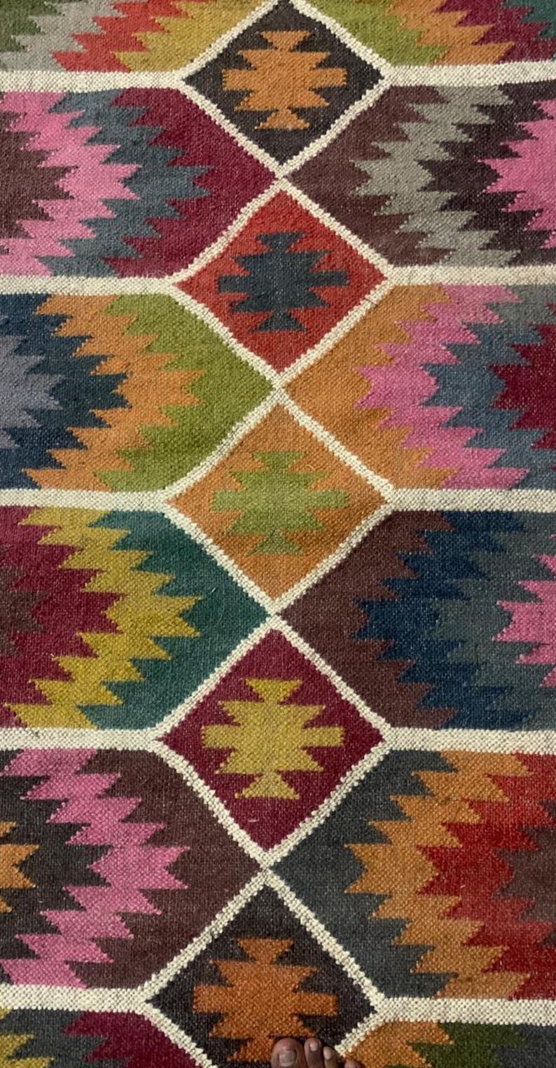 Bohemian Rug, Handmade Kilim Runner Rug For Stair Décor