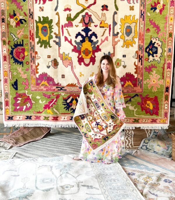 Floral Oushak Rug, Traditional Knotted Carpet,Wool Oushak Carpets