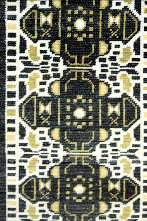 Geometric Oushak Wool Knotted Carpet, Modern Oushak Rugs