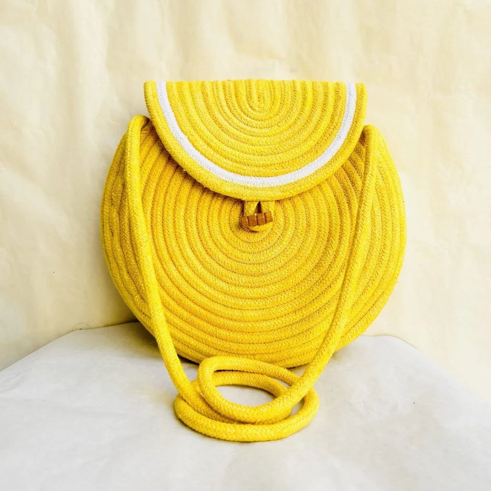 Ladies Yellow Jute Sling Bag