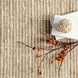 Ivory Classic Striped Border Hemp Jute Area Rug