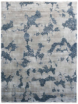 Modern Design Hand Knotted Wool Carpet, Blue&White