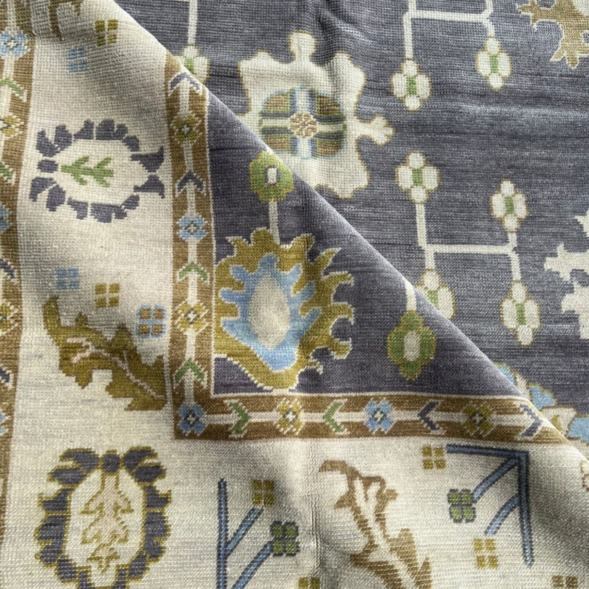 Abstract Oushak Wool Rug, Luxury Oushak Carpets