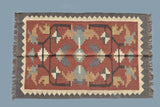 Turkish Kilim Rug – Handmade Red Rug for Living Room