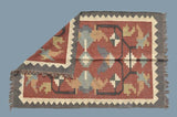 Turkish Kilim Rug – Handmade Red Rug for Living Room