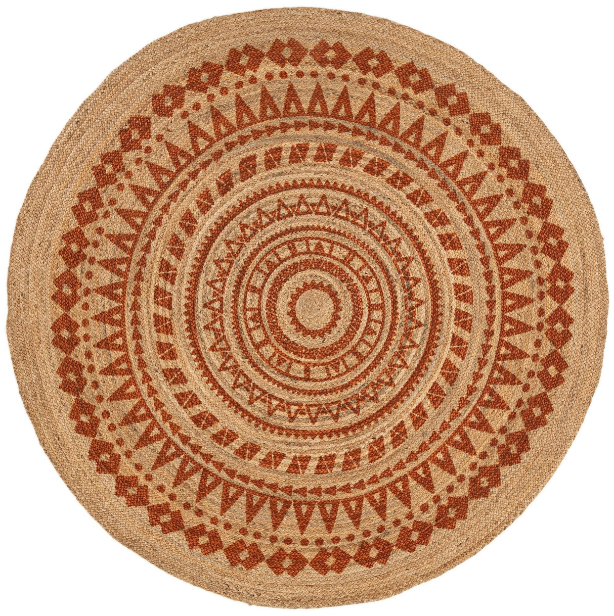 Handmade Braided Jute Rug – Natural Fiber Christmas Tree Printed Area Rug