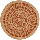 Handmade Braided Jute Rug – Natural Fiber Christmas Tree Printed Area Rug