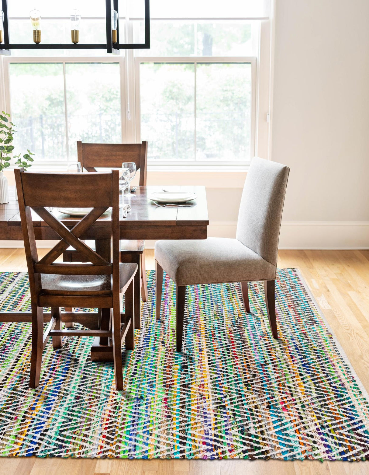 Indian Hand Braided Colorful Cotton Jute Rug