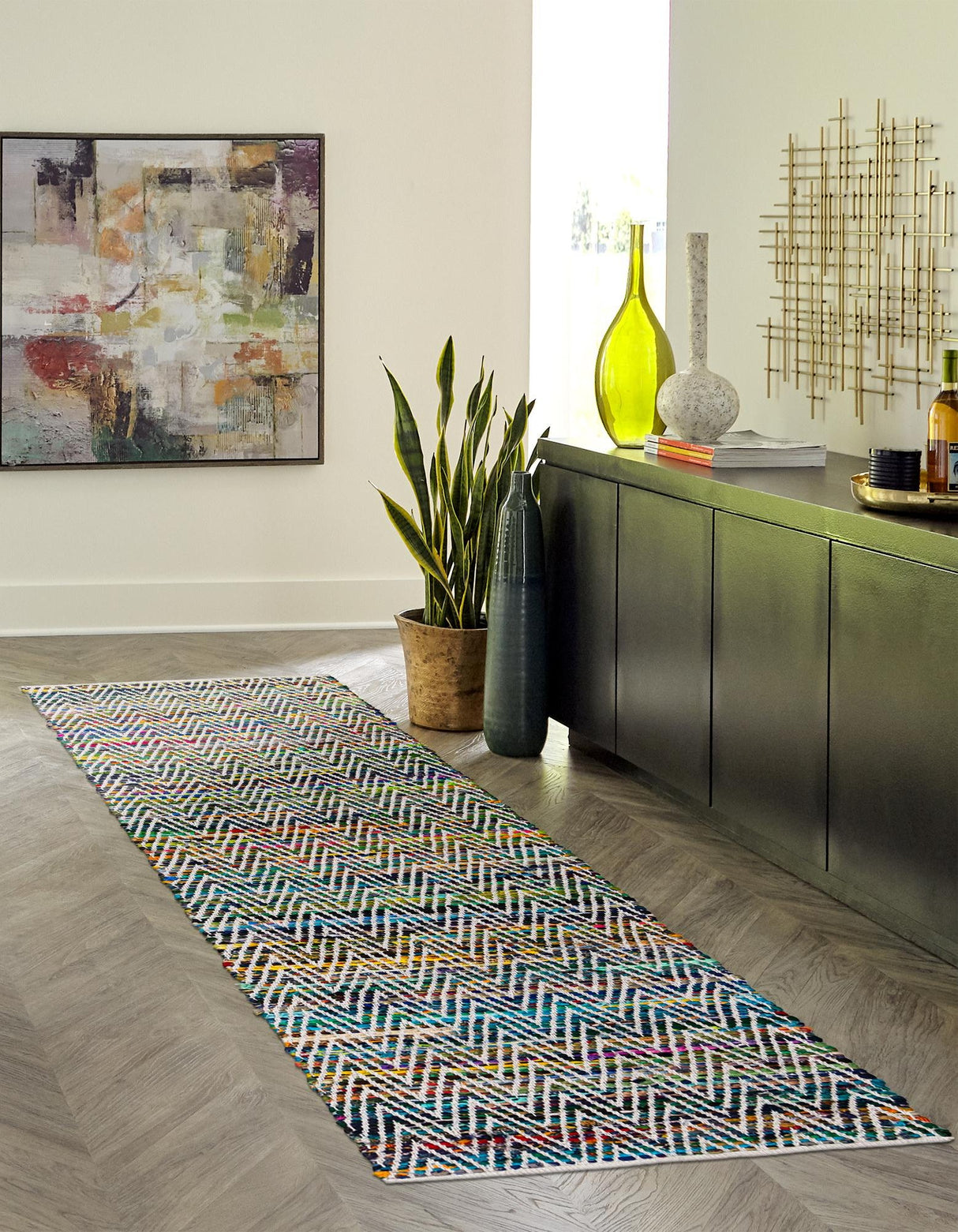 Indian Hand Braided Colorful Cotton Jute Rug