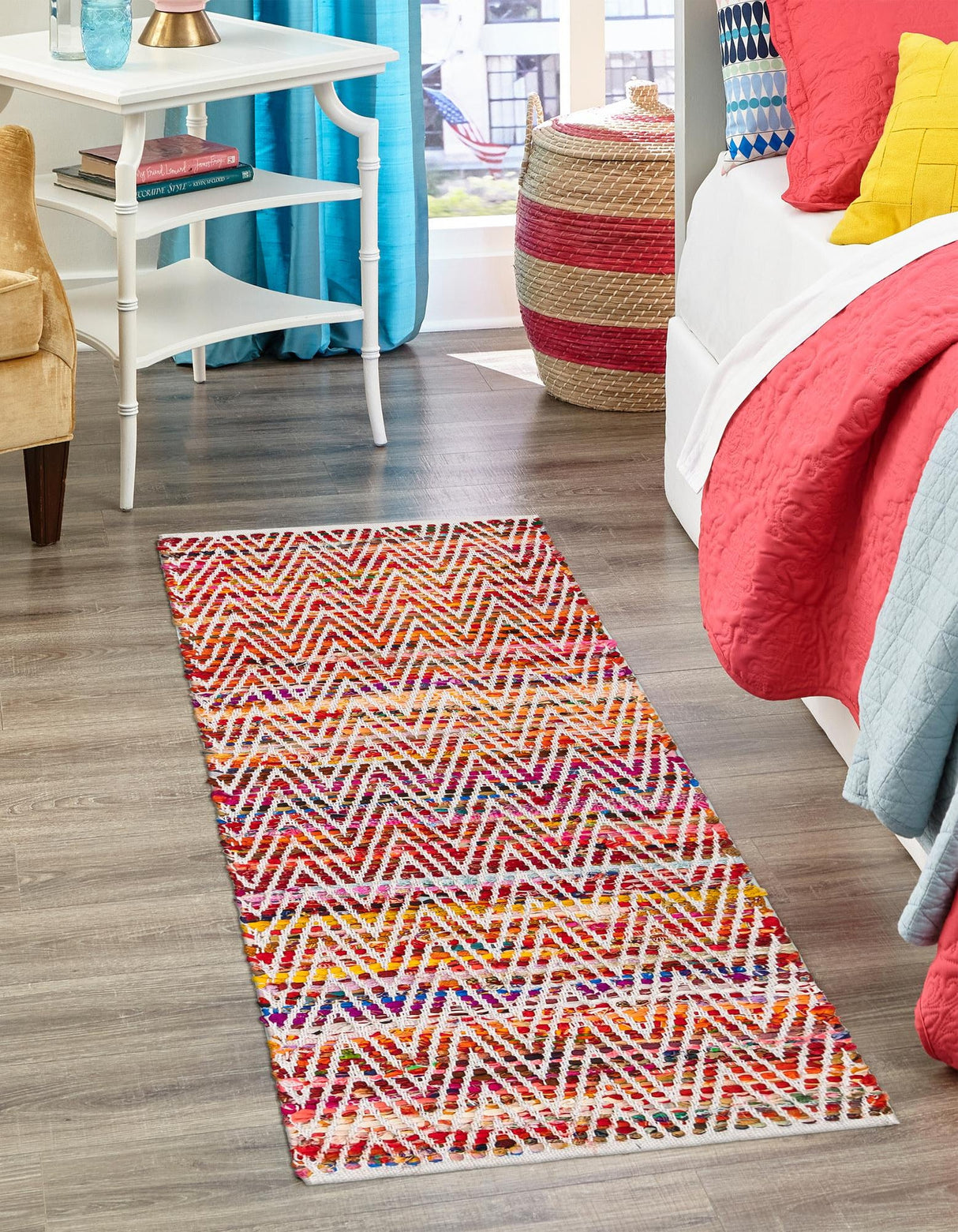 Indian Hand Braided Colorful Cotton Jute Rug