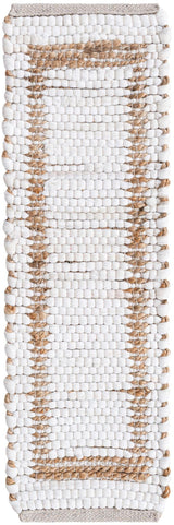 0' 9 x 2' 6 Hand Woven Chindi Jute Stair Tread Rug, Jute Hearth Rug