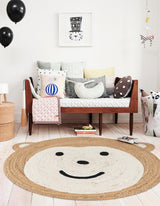 Round Jute Rug for Kids – Hand Braided Natural Rug for Nursery or Bedroom