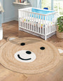 Round Jute Rug for Kids – Hand Braided Natural Rug for Nursery or Bedroom