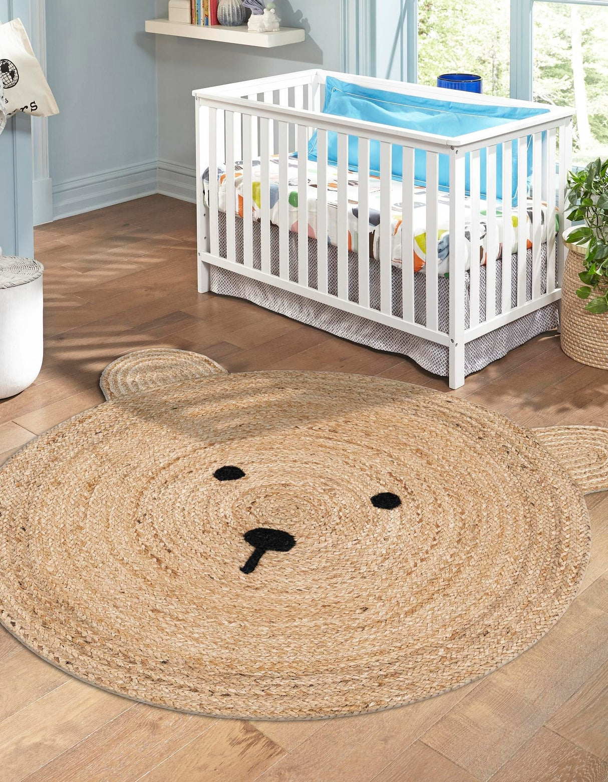 Round Jute Rug for Kids – Hand Braided Natural Rug for Nursery or Bedroom