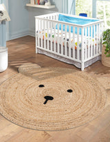 Round Jute Rug for Kids – Hand Braided Natural Rug for Nursery or Bedroom