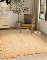 Hand Scallop Braided Jute Rug