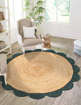 Hand Scallop Braided Jute Rug