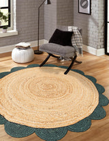 Hand Scallop Braided Jute Rug