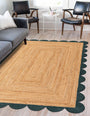 Hand Scallop Braided Jute Rug – Natural Fiber Rug with Decorative Edge
