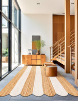 Eco-Friendly Hand Scallop Braided Jute Rug in Natural & Ivory Tones