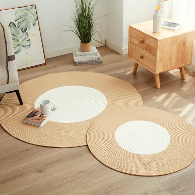 Hand Woven Round Area Rugs Living Room Bedroom Study Computer Chair