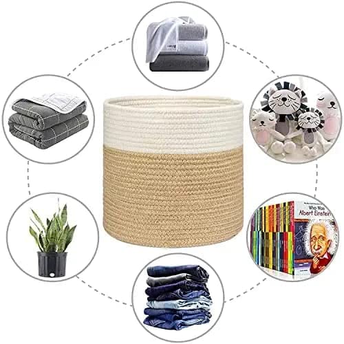 Handwowen Jute Planter Pots/Storage Basket with Handle, Multi-Purpose Storage Bag