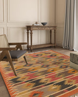 Dhurrie Rugs, Yellow With Multicolor Handmade Wool Jute Rug, Home Decor