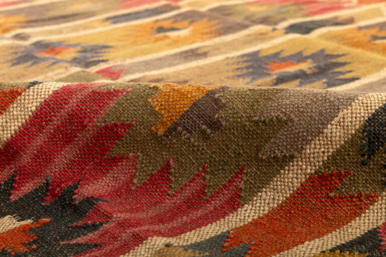 Dhurrie Rugs, Yellow With Multicolor Handmade Wool Jute Rug, Home Decor
