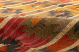 Boho Dhurrie Rug – Handmade Yellow Multicolor Wool Jute Rug for Modern Homes