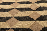 Handmade Dhurrie Wool Jute Rug, Beige And Black, Home Decor Rug