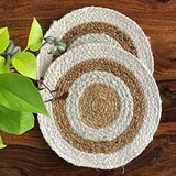Dessous de verre, dessous de plat, sets de table, bordure blanche tressée faite à la main 
