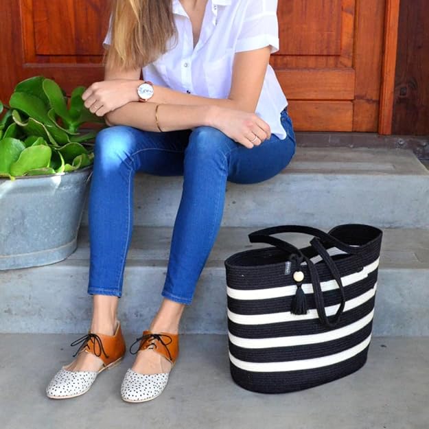 Braided Jute & Cotton Hand Bag | Women's Tote Shoulder Bag